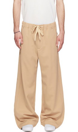 Beige Tailored Drawstring Trousers - Sanderlak