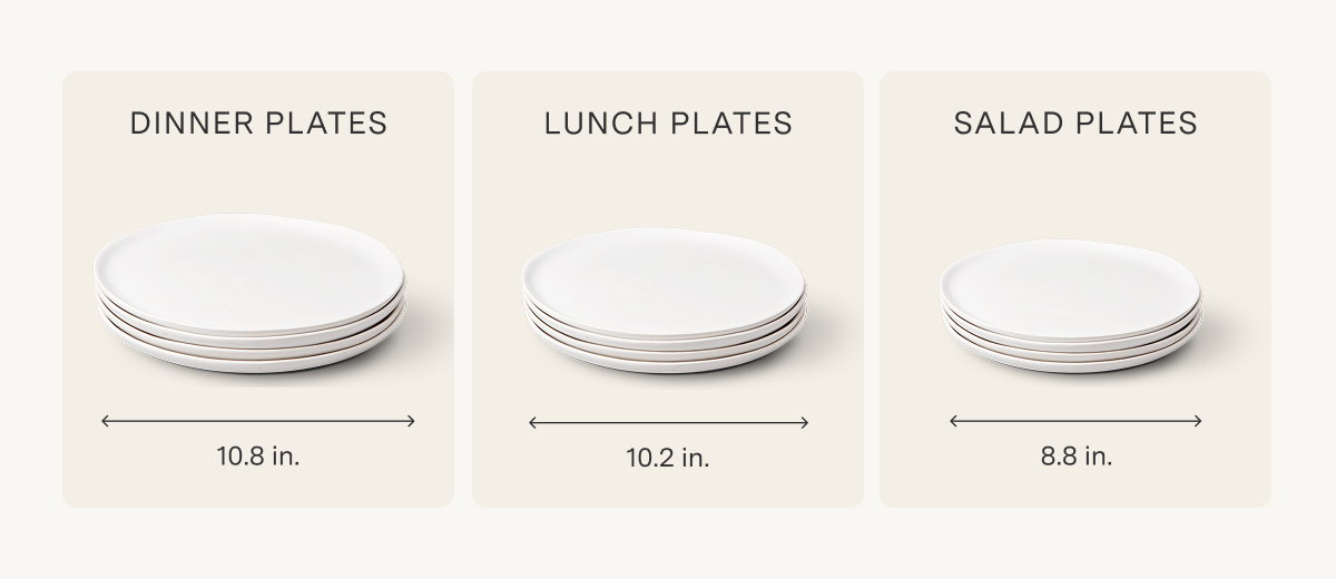 Dinner Plates. Lunch Plates. Salad Plates.