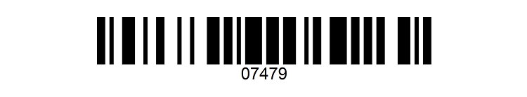 Ein Barcode mit der darunter gedruckten Nummer „07479“.