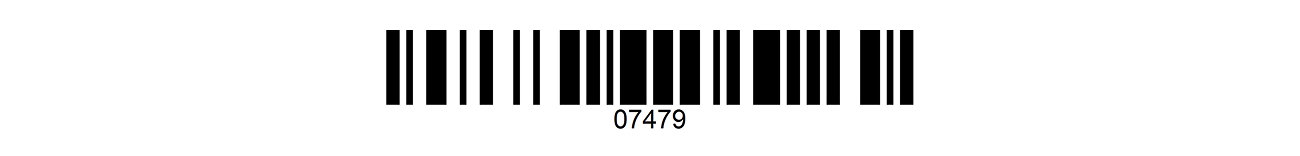 Ein Barcode mit der darunter gedruckten Nummer „07479“.