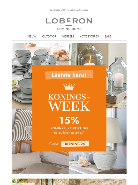 ⏰ Laatste dag: ontvang 15% koningsweekkorting