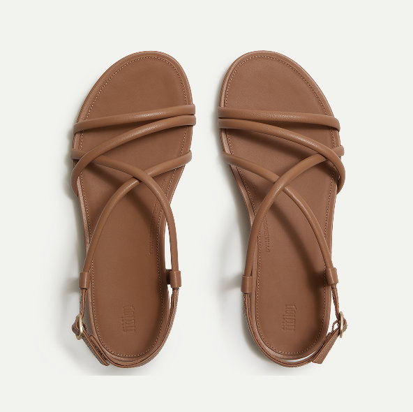GRACIE Leather Strappy Back-Strap Sandals Tan