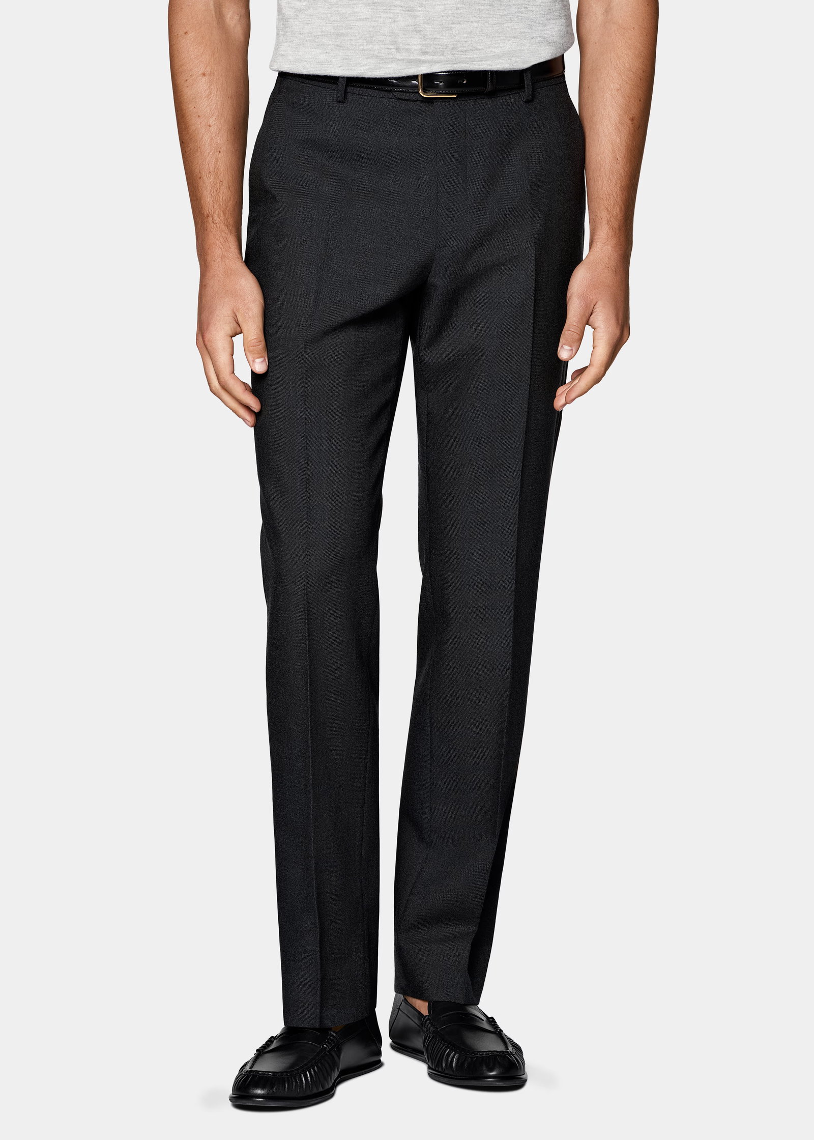 Dark Grey Straight Leg Trousers