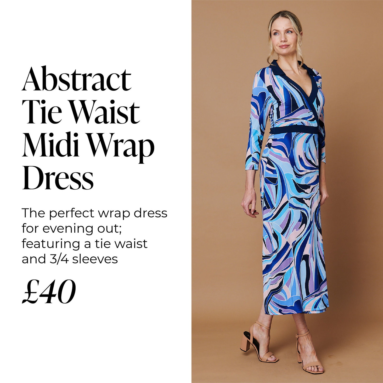 Abstract Tie Waist Midi Wrap Dress | Shop Now