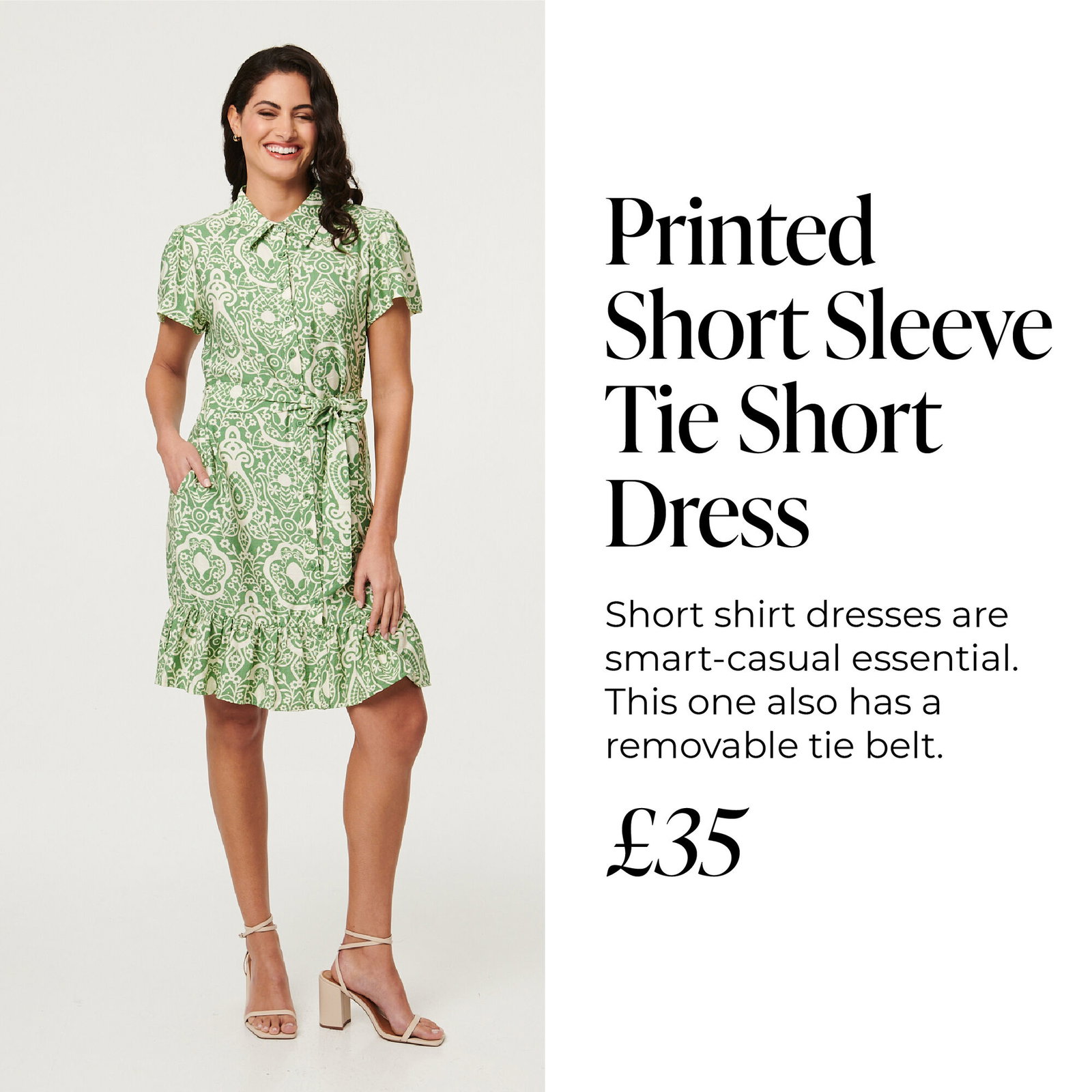 Printed Short Sleeve Tie Short Dress | Shop Now