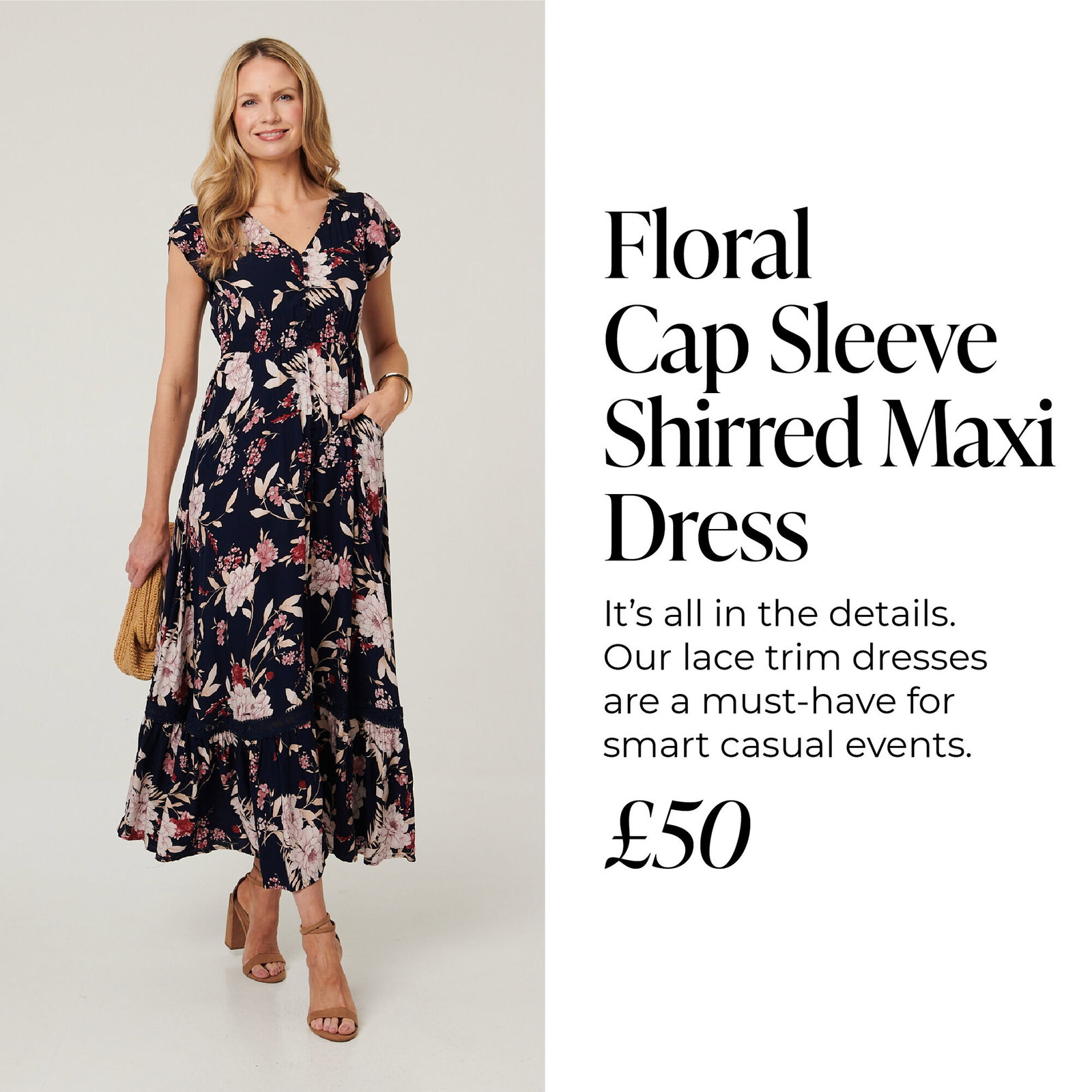 Floral Cap Sleeve Shirred Maxi Dress | Shop Now