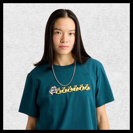 Burton Ransacked Short Sleeve T-Shirt in Atlantic Teal on a female model
