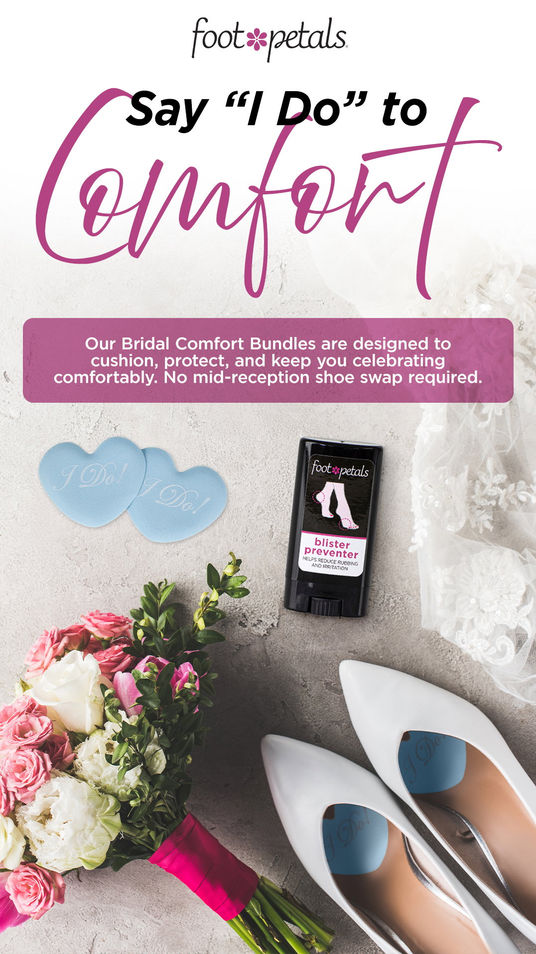 Brides & bridesmaids - stay comfy all day with Foot Petals!