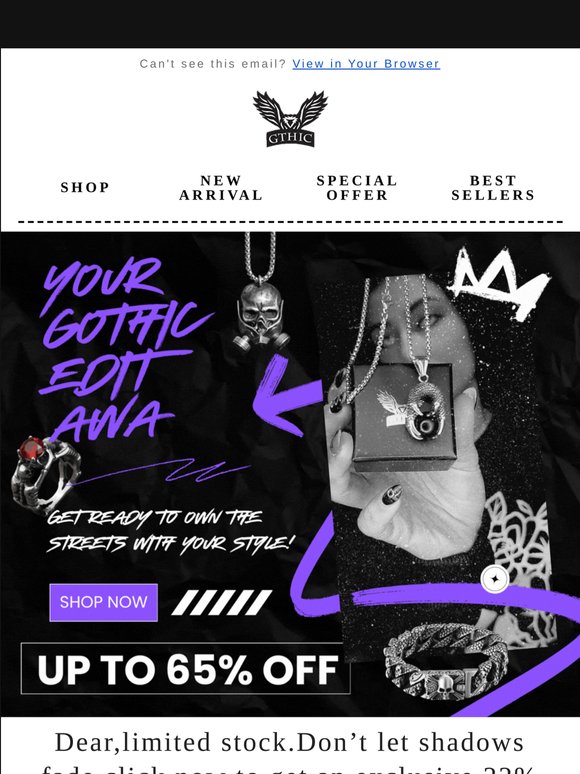 ⏳ Dark drop ending soon, grab your Gothic favorites!