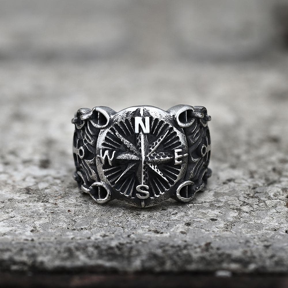 Image of Vintage Northern Pirate Compass Stainless Steel Marine Ring