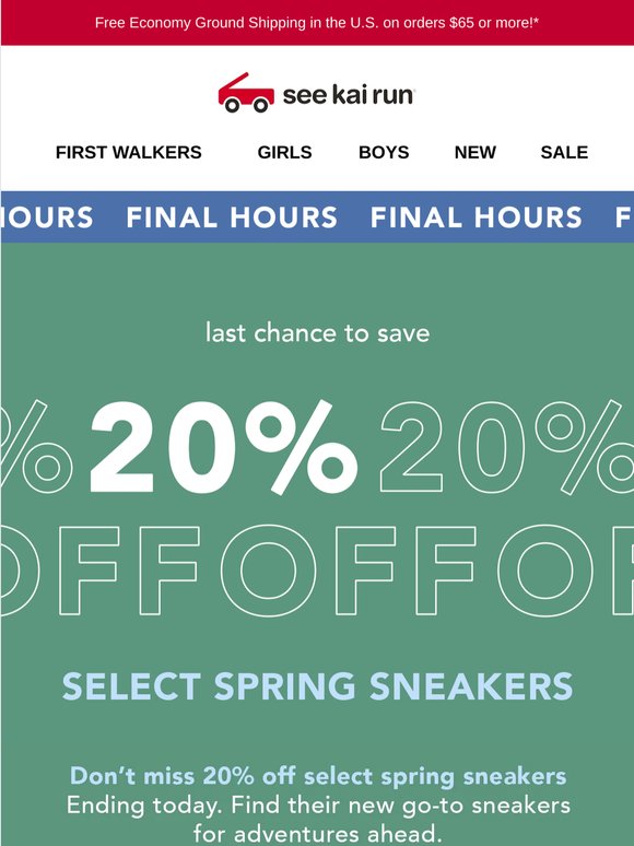Last day! — 20% Off Select Spring Sneakers