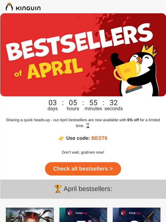 🏆 April bestsellers - 6% OFF! Time-limited offer! ⌛