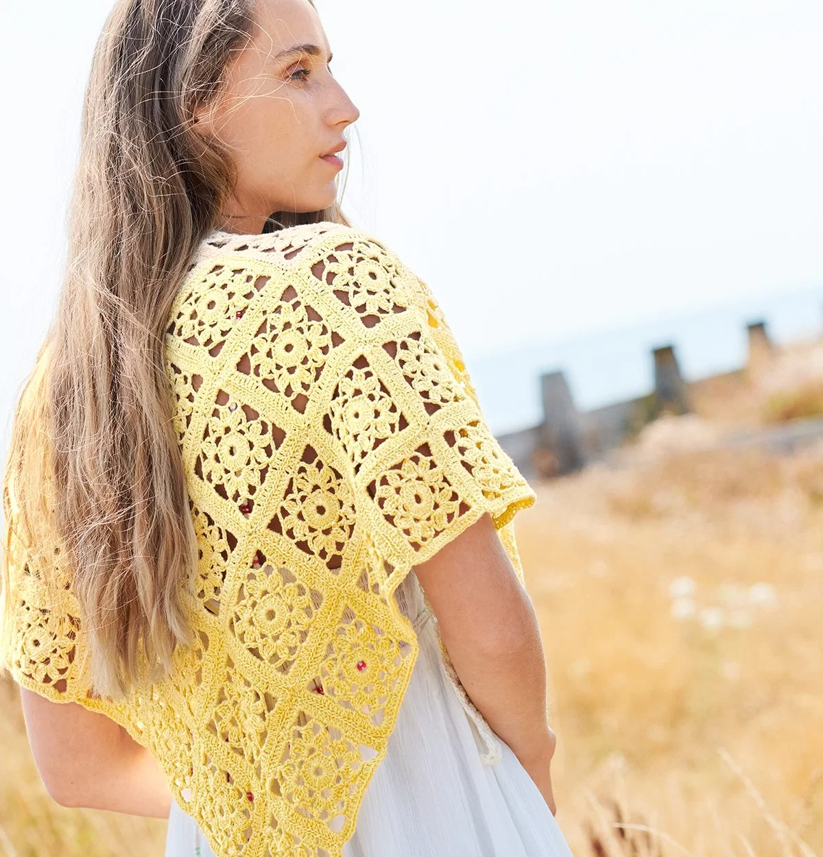 Häkelset Tuch mit Farbverlauf aus Creative Cotton Dégradé Lucky 8 Zitrone