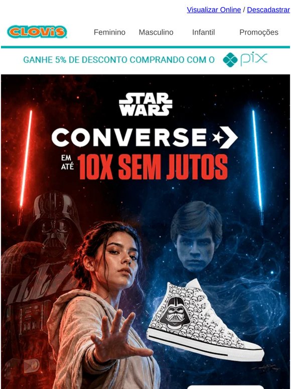 Para fãs de verdade: collab Converse x Naruto x Star Wars em até 10x sem juros