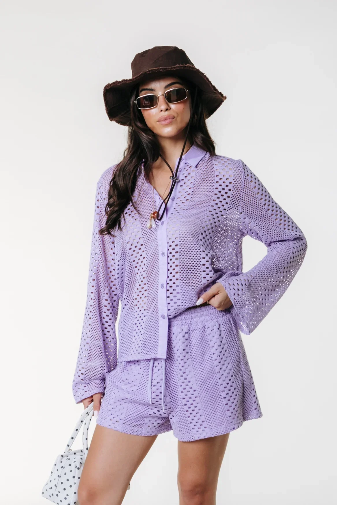 Image of Norah Crochet Short | Light Lavender