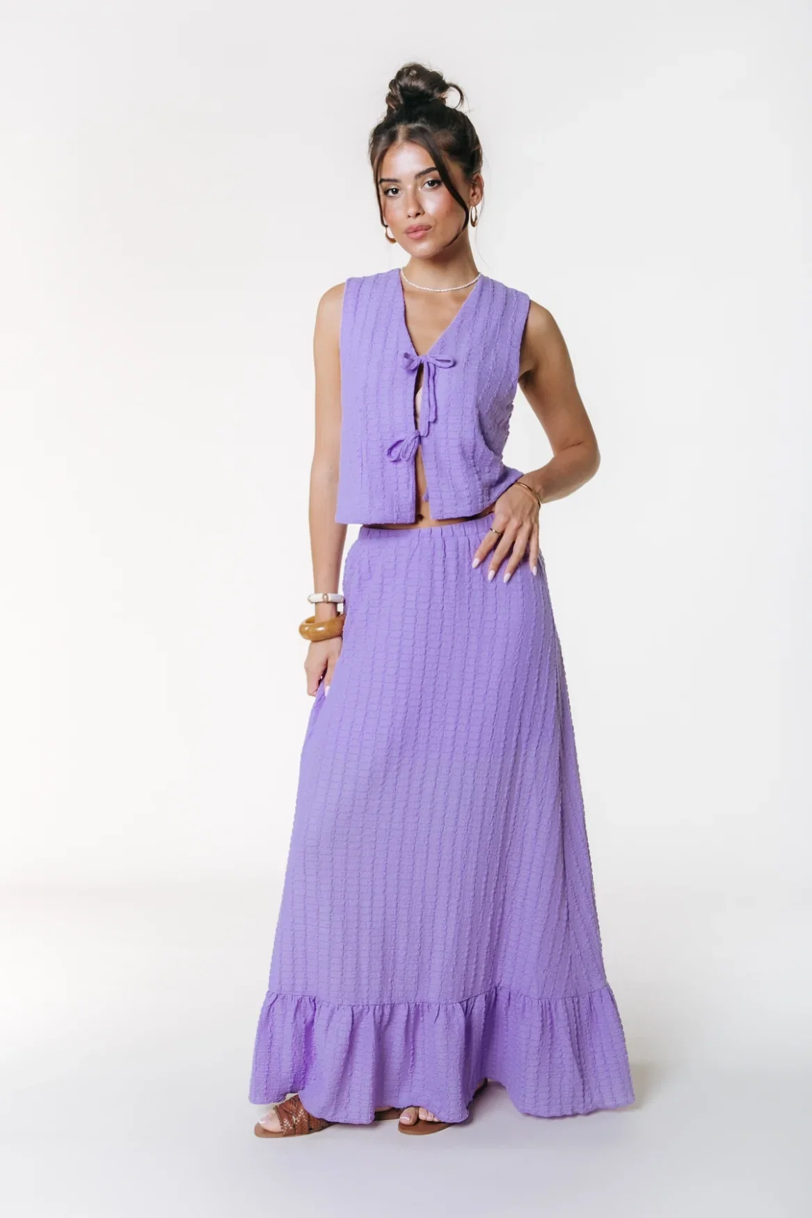 Image of Yui Structure Maxi Skirt | Light Lavender