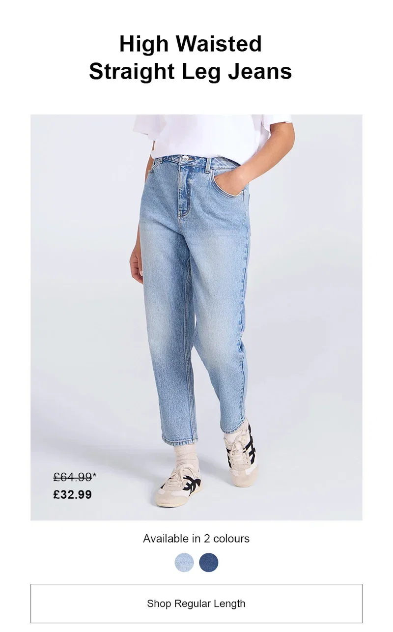 High waisted Straight Leg Womens Jeans
