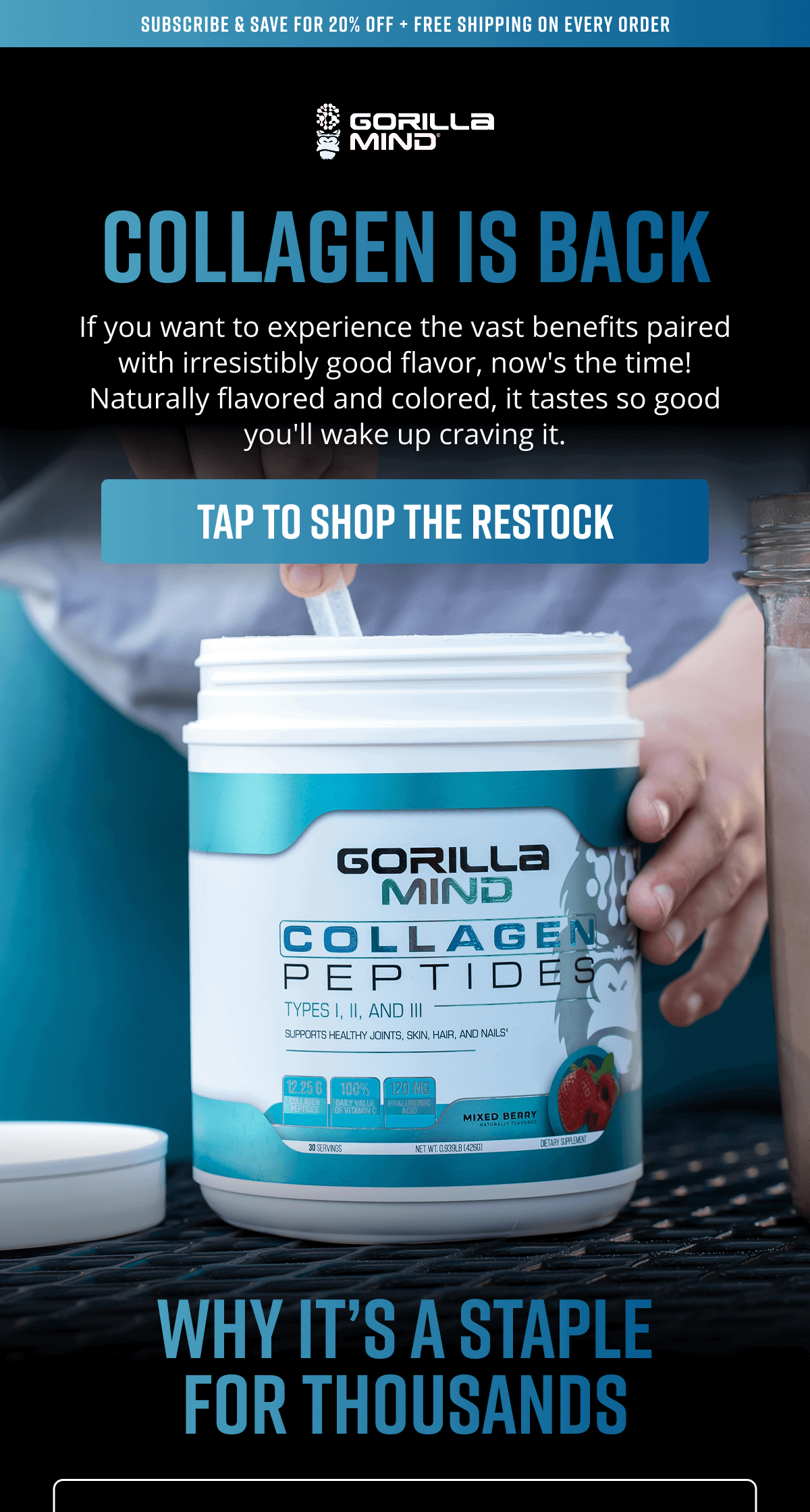 Tap To Shop The Restock (Collagen Peptides) - Gorilla Mind