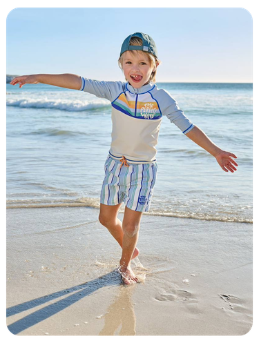 Jungen Strand-Set: UV-Badeshirt & Shorts - himmelblau