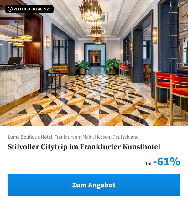 Stilvoller Citytrip im Frankfurter Kunsthotel
