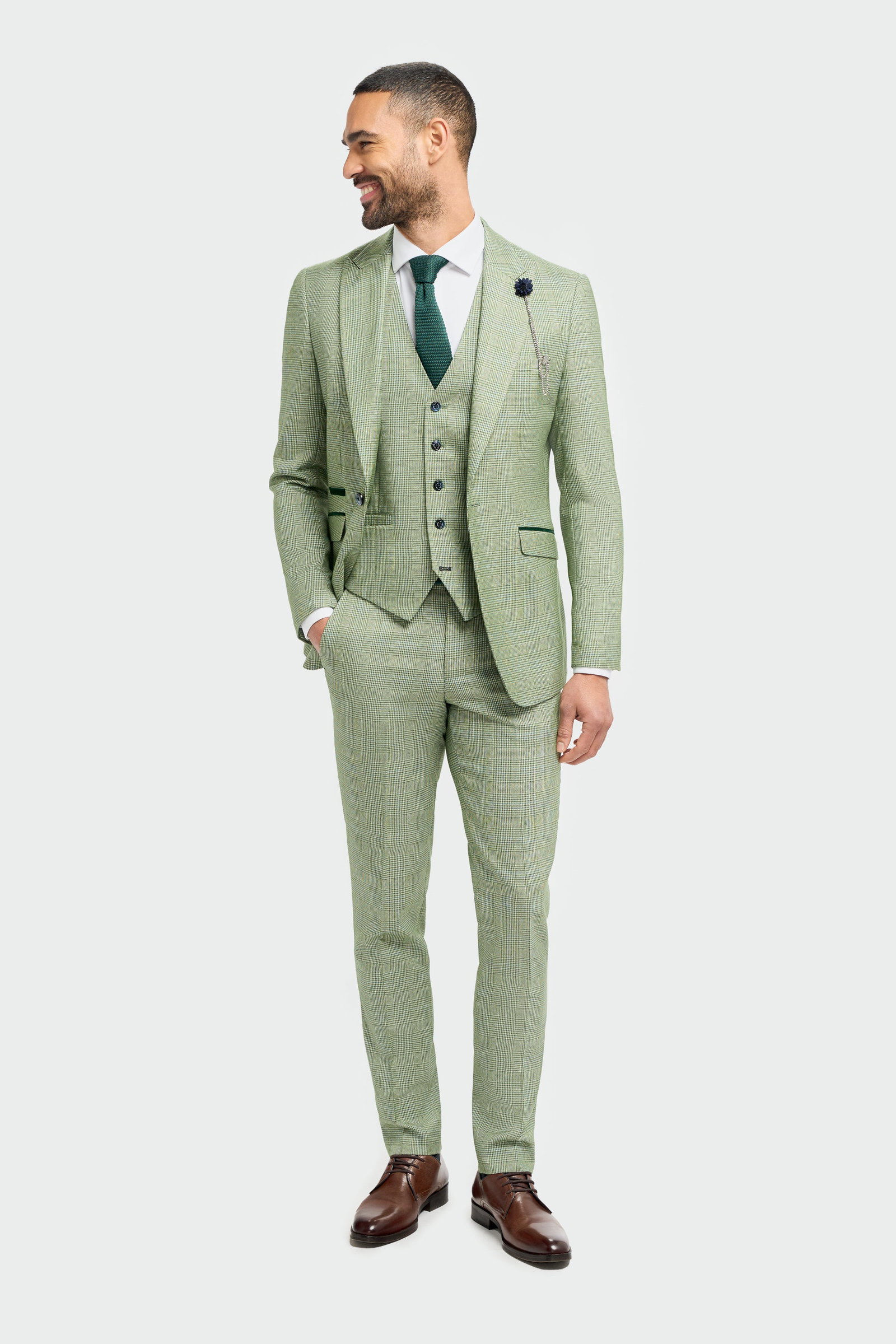 Image of Caridi Sage Regular Check Three Piece Suit