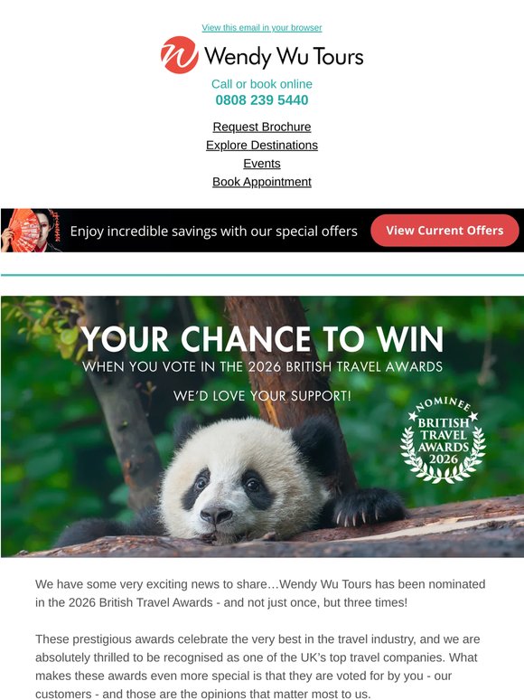 Vote in the British Travel Awards for your chance to win!