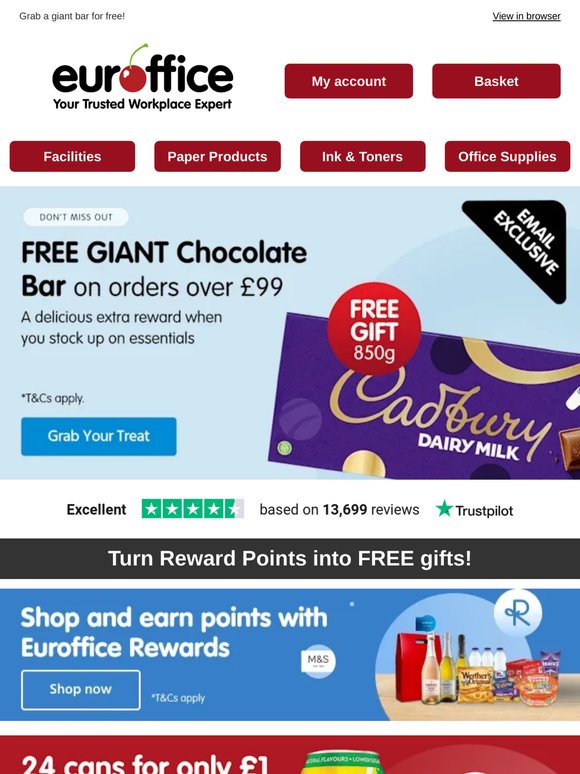 Order today and grab a free 850g Cadbury bar 🍫