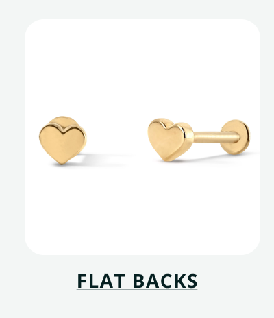 Pair of gold heart shaped flat back studs. Click here to shop flat backs