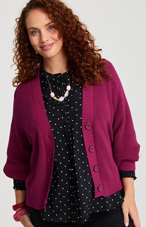 Cotton Rib Design Cardigan