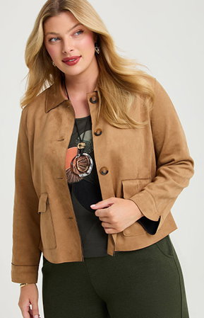 Faux Suede Crop Jacket
