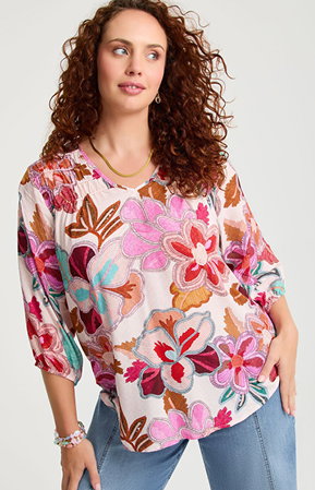 Natural Wildflower Print Top