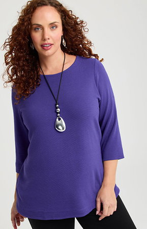 Textured Rib Crew Neck Top