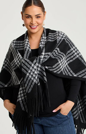 Black & White Plaid Cape