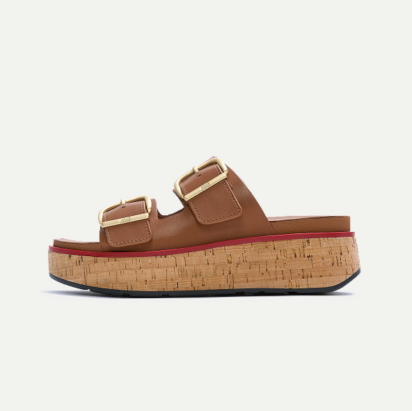 GEN-FF Max Buckle Leather/Cork Back-Strap Sandals Tan 