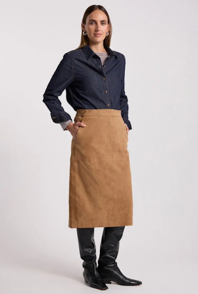 Tanzie Suede Pencil Skirt