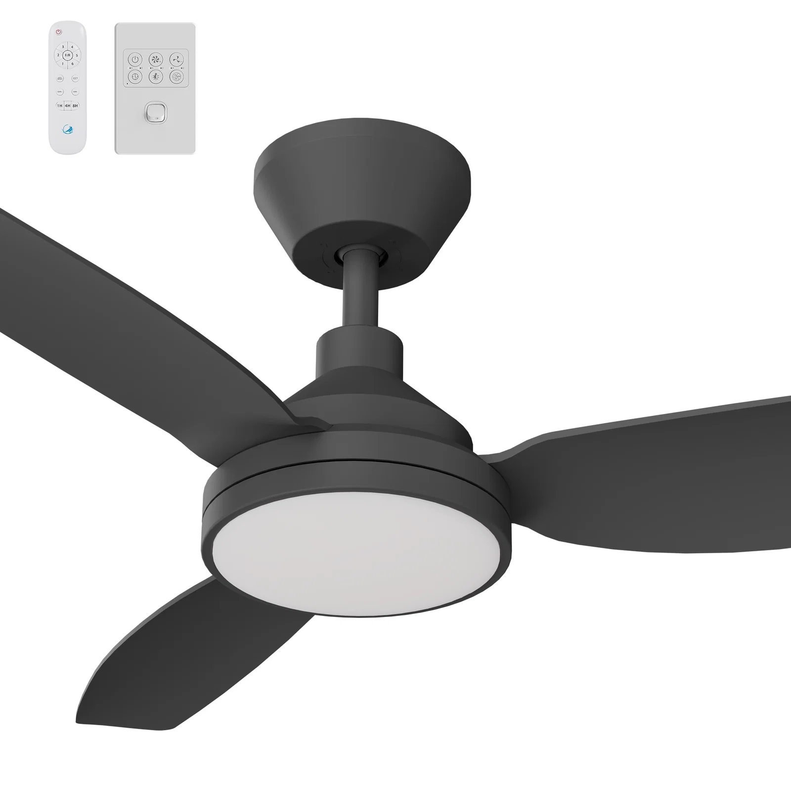 Calibo Sora 48" DC Ceiling Fan with LED Light, Wall Control and Remote - Black