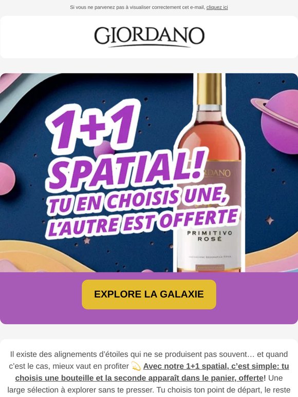 1+1 spatial: tu en choisis une, l’autre arrive offerte 🍾🍾