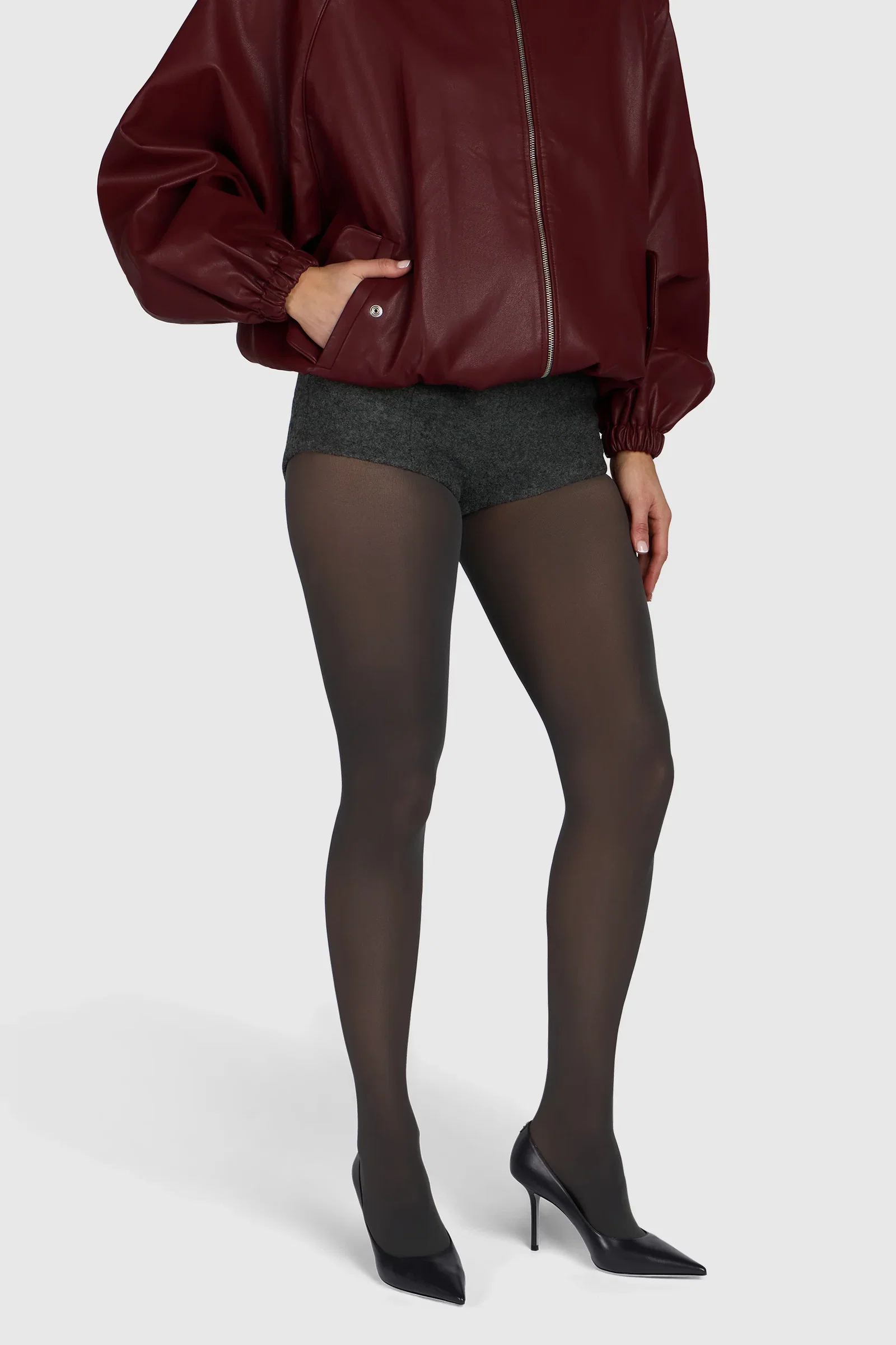 Image of The Sixty Slate Grey Opaque Tights Slate Grey