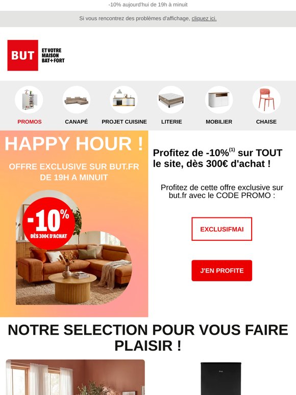 🥳 HAPPY HOUR : -10% sur tout le site avec EXCLUSIFMAI