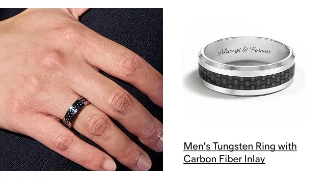 Men's Tungsten Promise Ring with Carbon Fiber Inlay