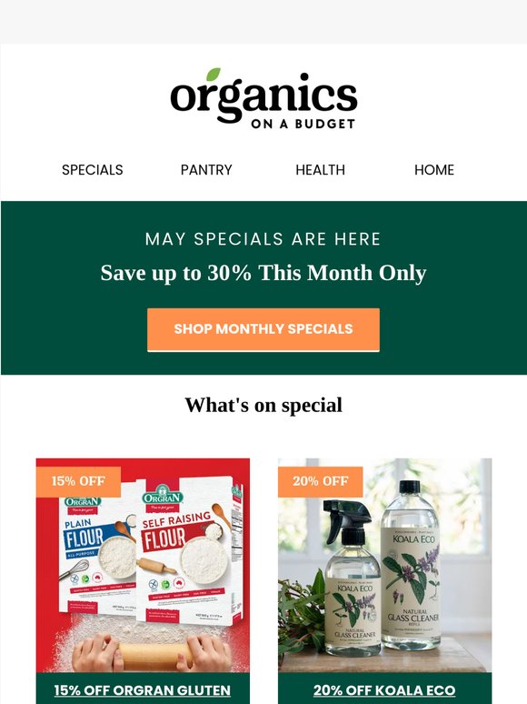 May Specials: Up to 30% Off This Month