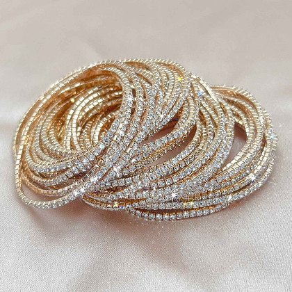 Brass Rhinestone Tennis Bracelets, Stretch Brac...