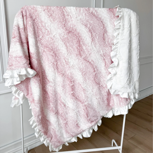 Adult Luxe Ruffle | Sweet Pink Fawn Blanket