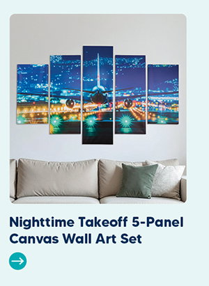 Nighttime Takeoff 5-Panel Canvas Wall Art Set
