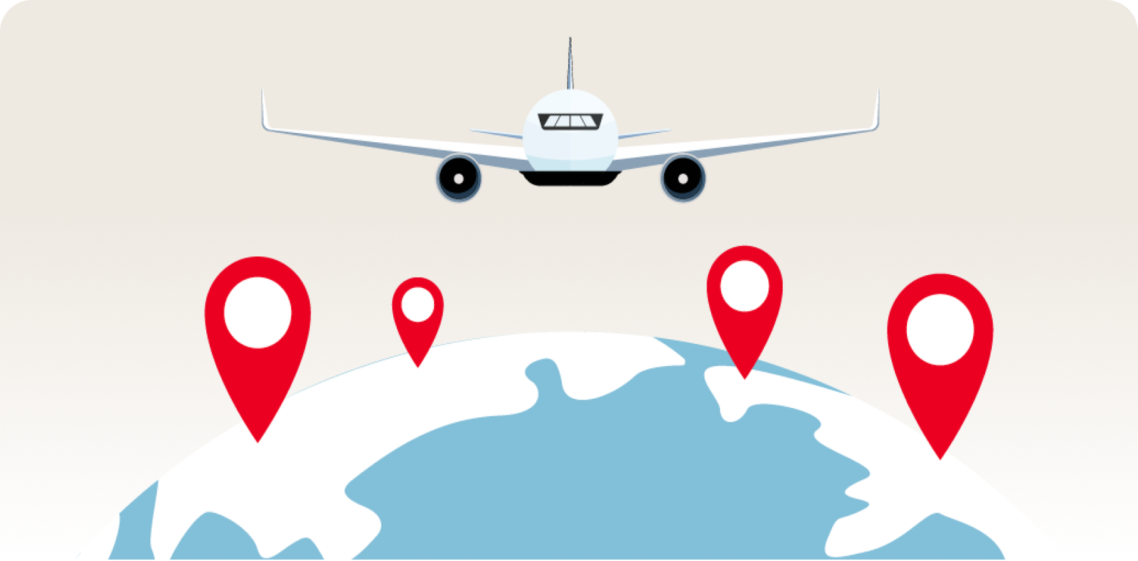 World map highlighting selected Air Canada destinations worldwide