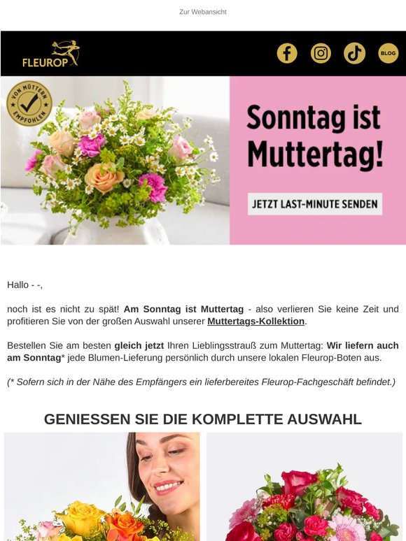 Sonntags-Lieferung ❤️ Last-Minute Blumen am Muttertag