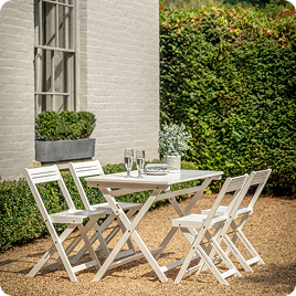 Carefree Foldaway Outdoor Dining Set in White