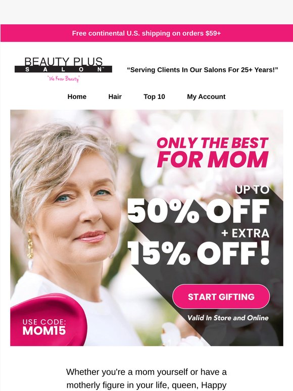 2nd Chance for Mother's Day Savings: Up to 50% OFF + EXTRA 15% OFF! 💃💞