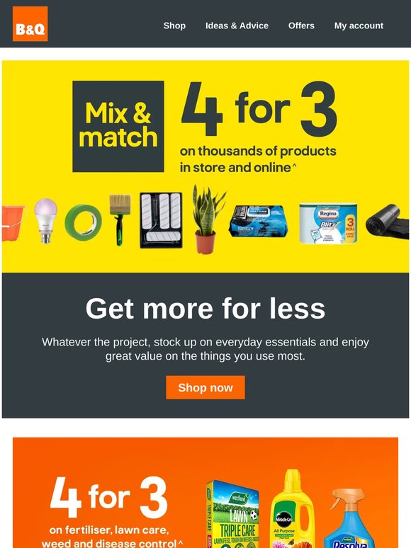 4 for 3 on thousands of products 🛒