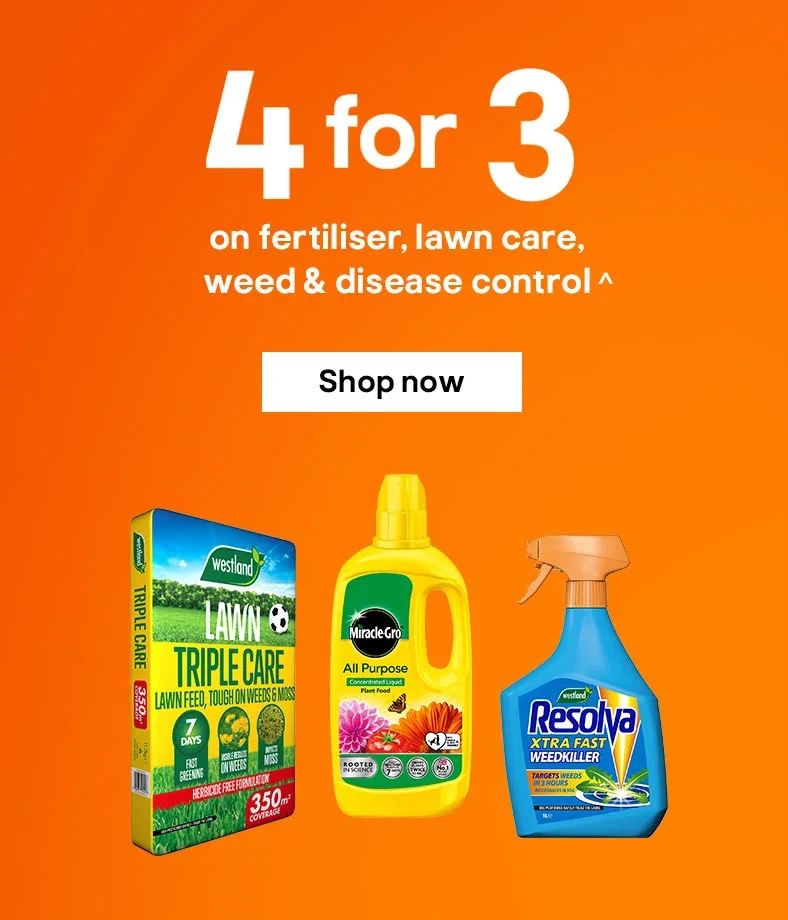 4 for 3 on fertiliser, lawn care, weed and disease control^ - Shop now